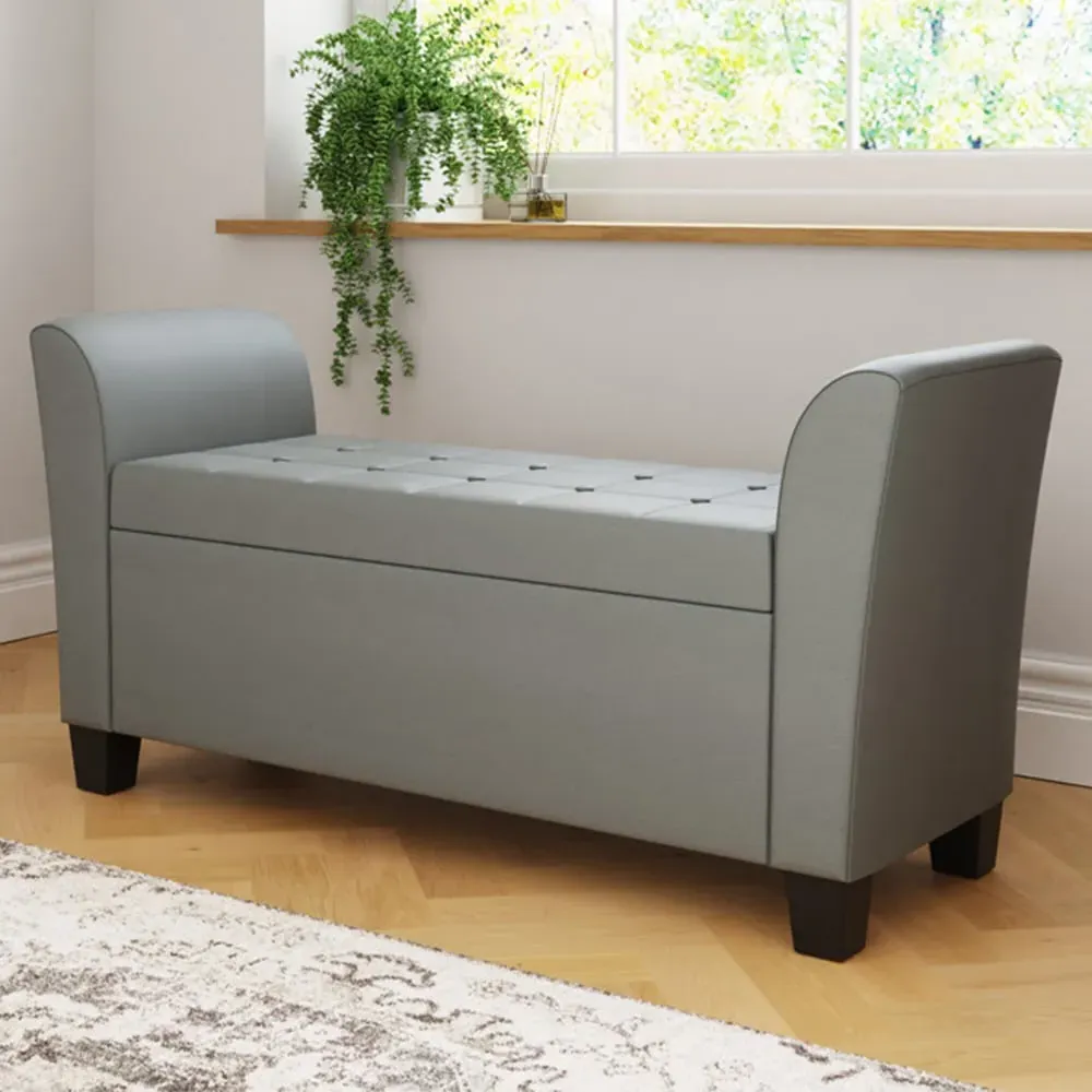 Verona Window Seat with Storage - Grey, Faux Leather image