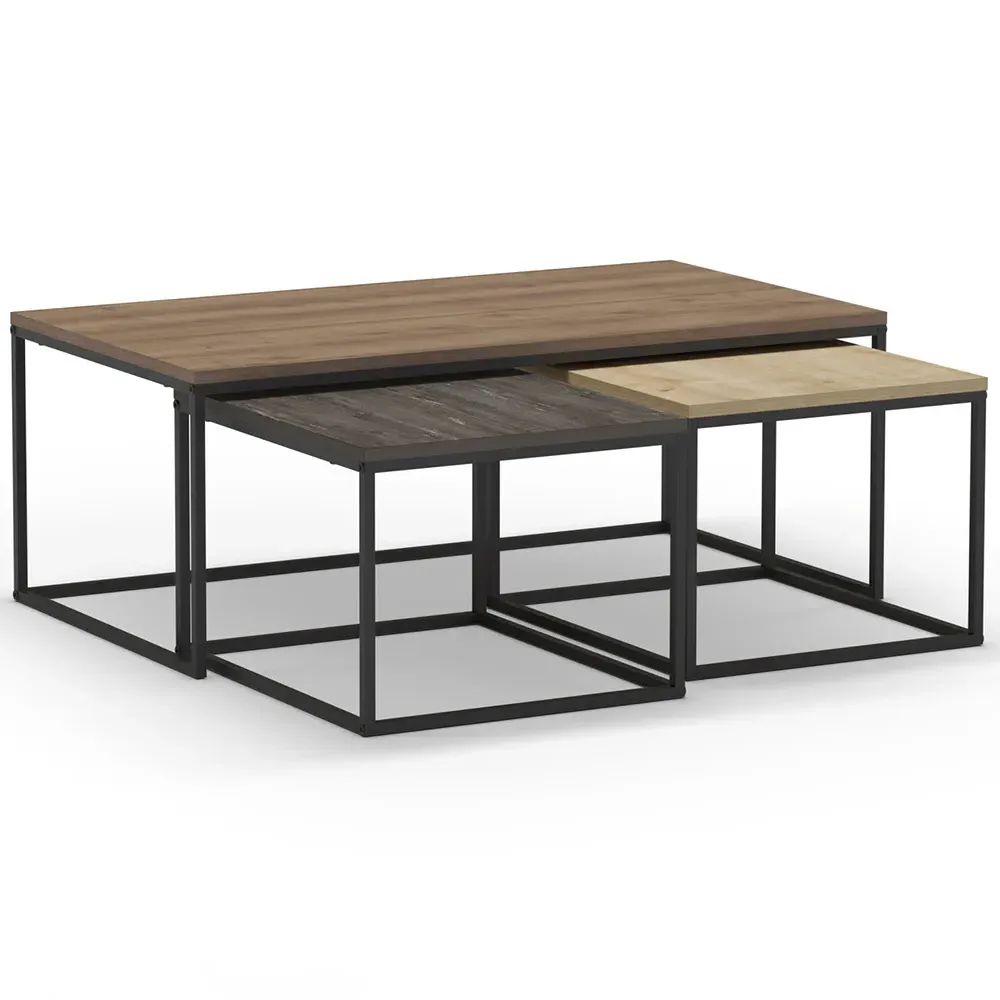 Wemlock Nest of Tables Set of 3 - Brown, Oak