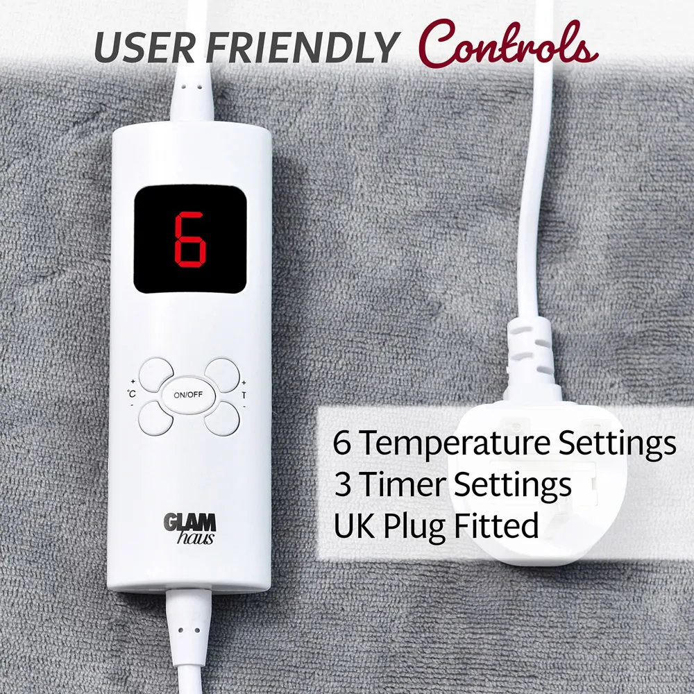 Electric Heated Throw 160 x 130cm - Grey