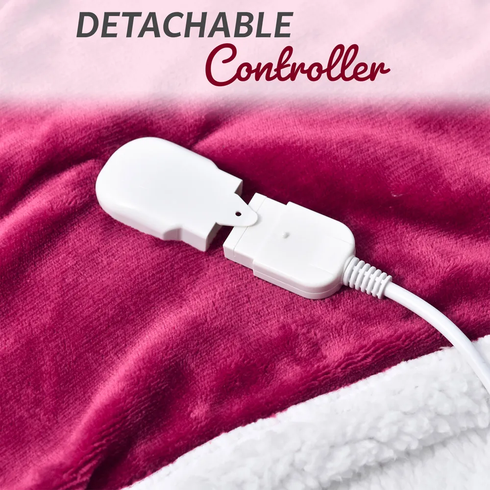 Electric Throw Blanket with Timer - Deep Pink