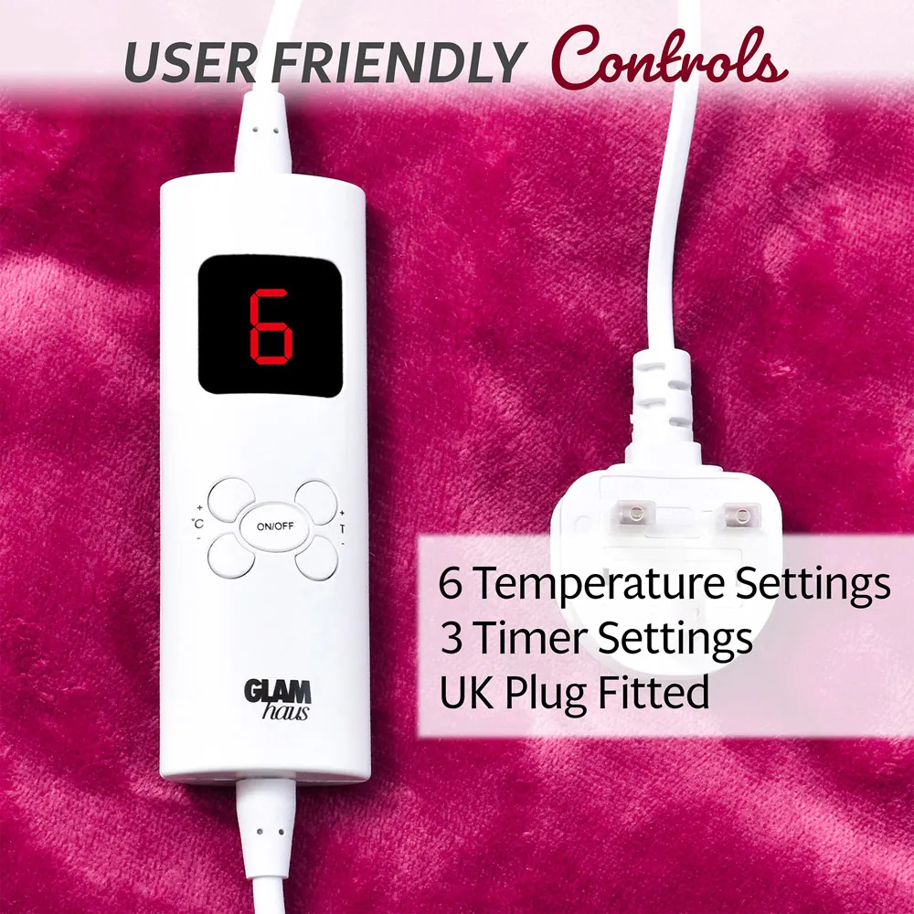 Electric Throw Blanket with Timer - Deep Pink