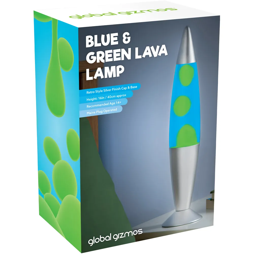 16 inch Lava Lamp - Blue, Silver