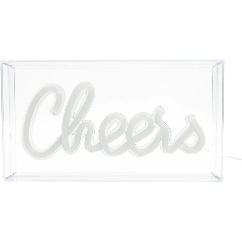 Cheers Acrylic Box Neon Light - White