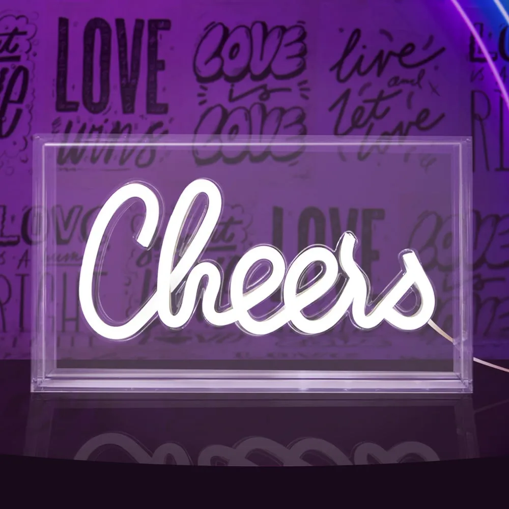 Cheers Acrylic Box Neon Light - White image
