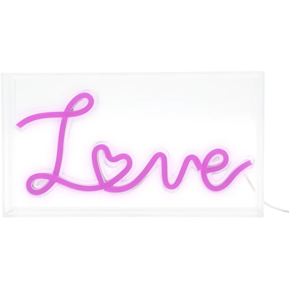 Love Acrylic Box Neon Light - Pink
