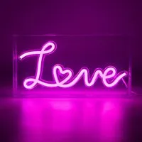 Love Acrylic Box Neon Light - Pink