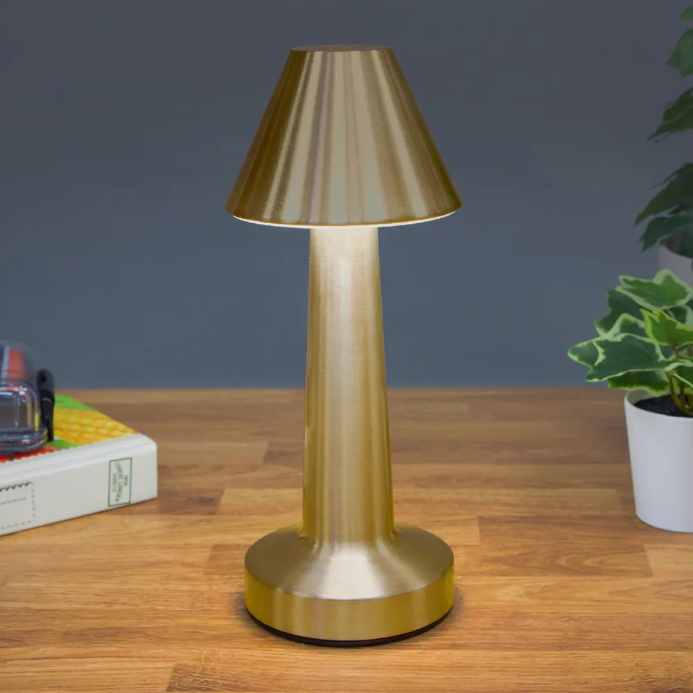 Rechargeable LED Table Lamp with Touch Control - Brass
