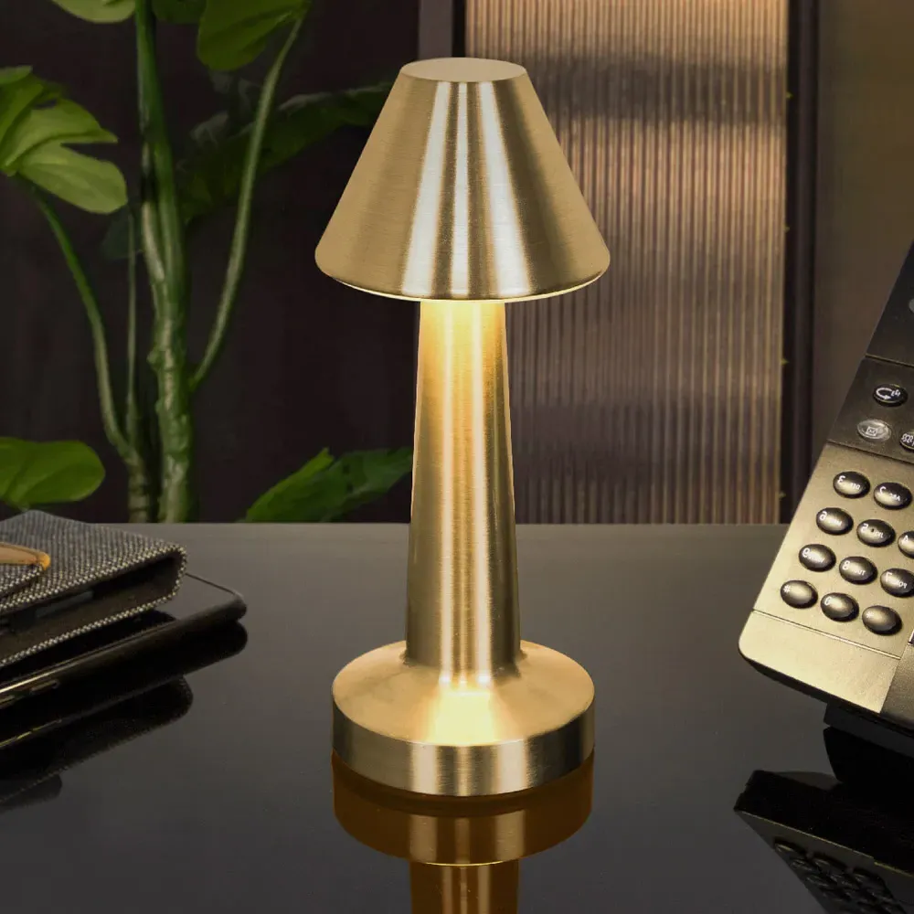Rechargeable LED Table Lamp with Touch Control - Brass