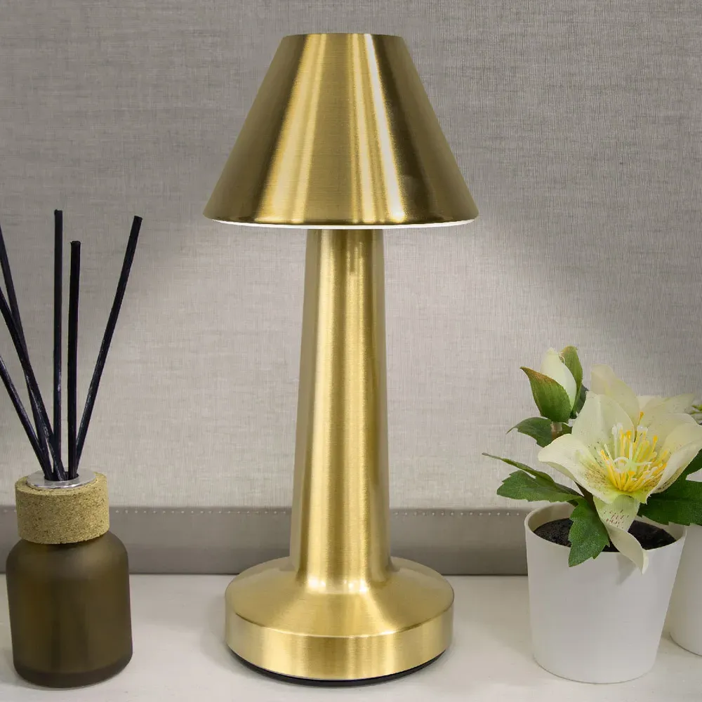 Rechargeable LED Table Lamp with Touch Control - Brass