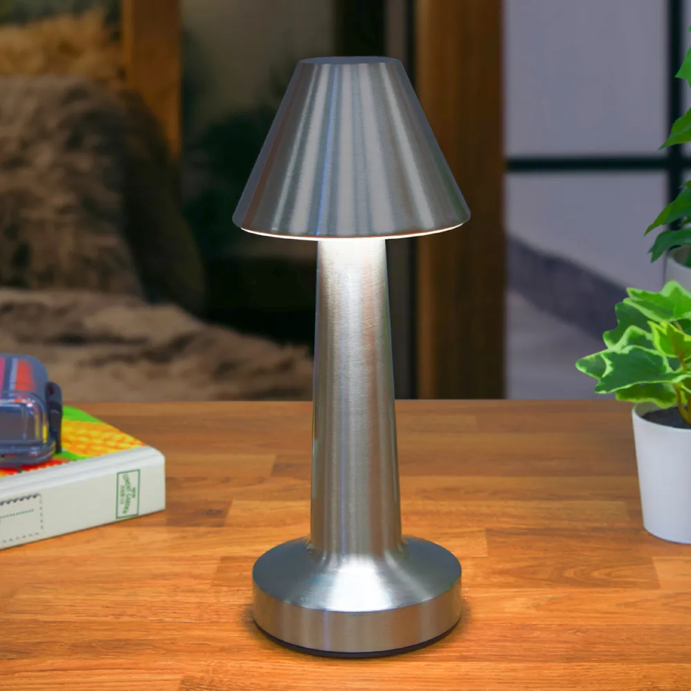 Rechargeable LED Table Lamp with Touch Control - Silver