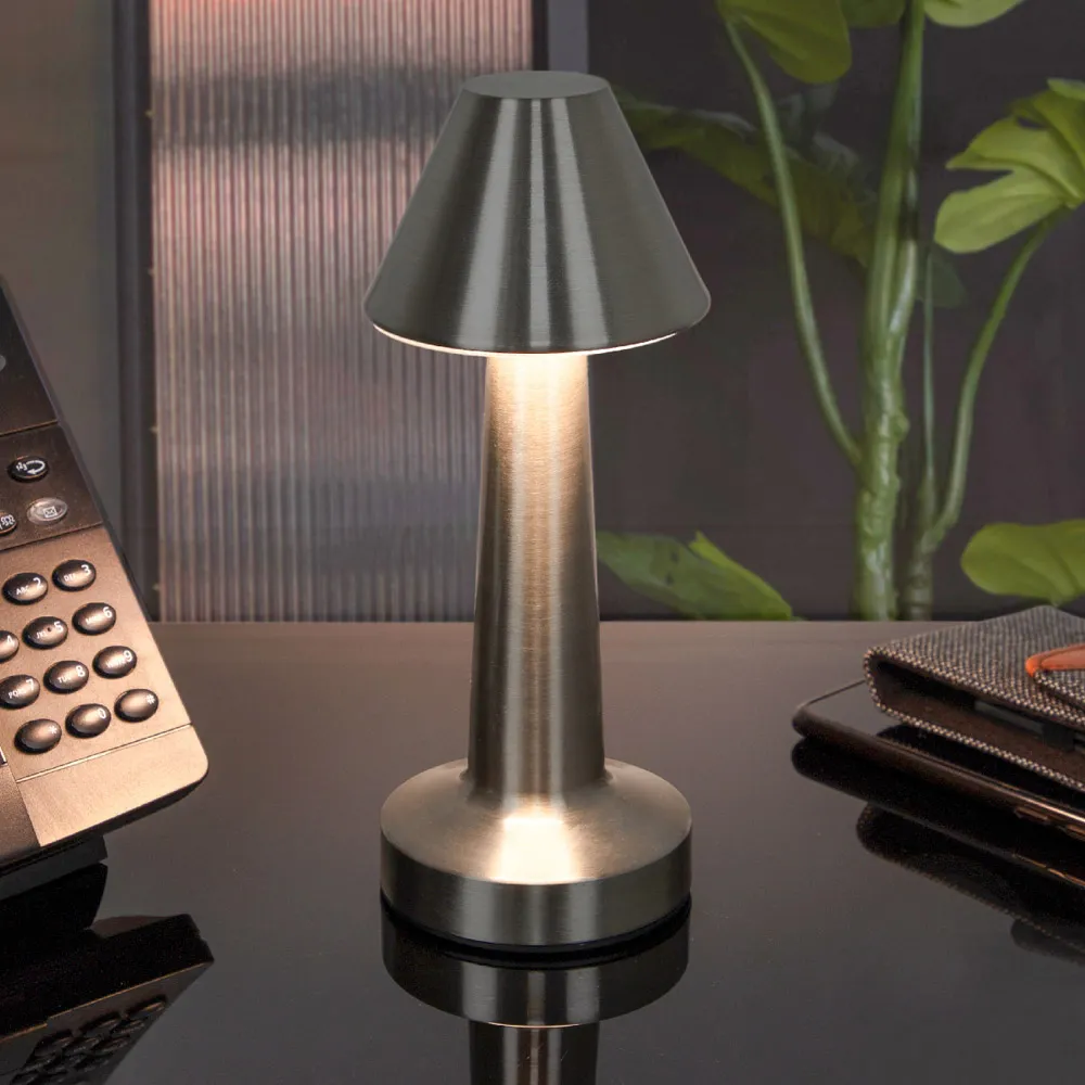 Rechargeable LED Table Lamp with Touch Control - Silver