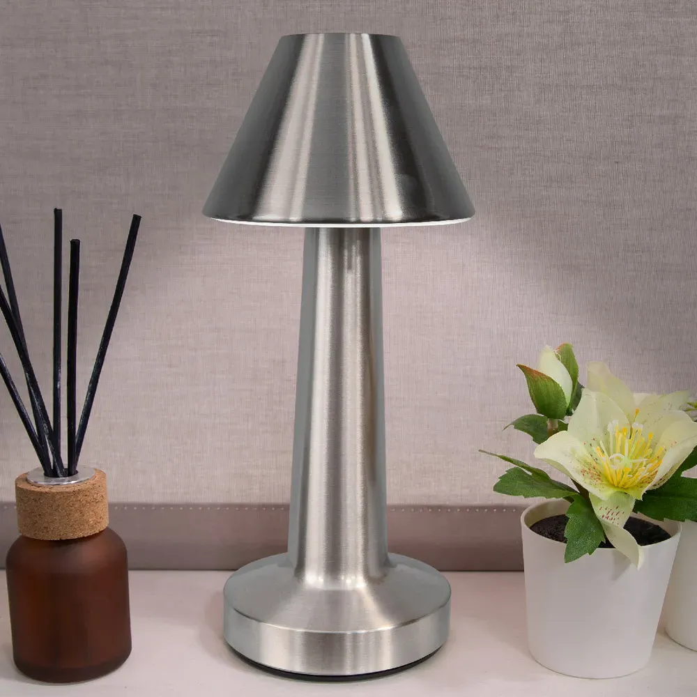 Rechargeable LED Table Lamp with Touch Control - Silver