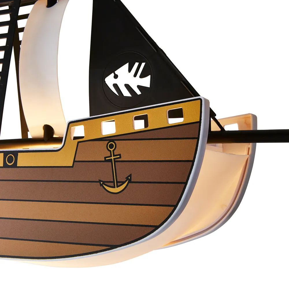 3D Pirate Ship Ceiling Light - Brown