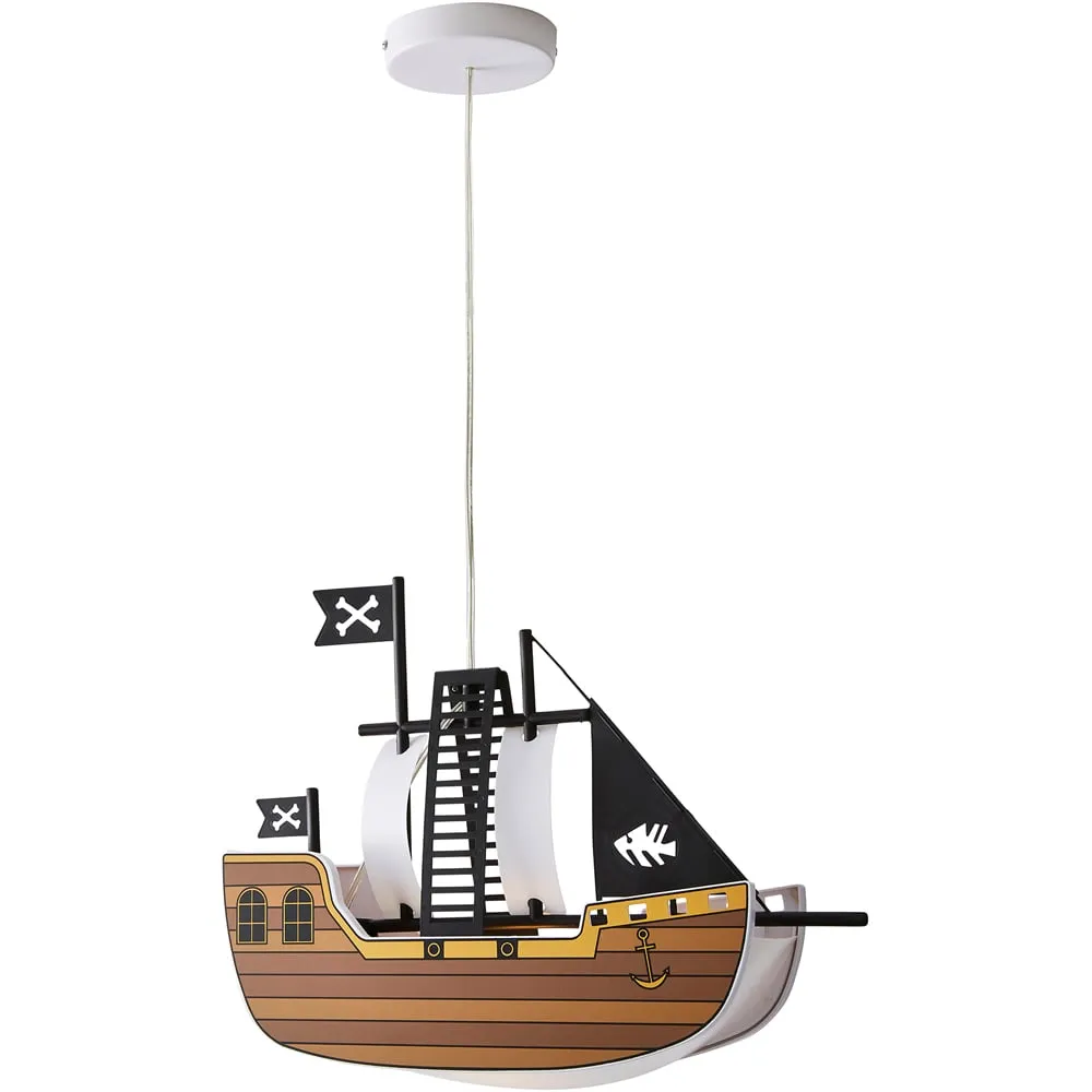 3D Pirate Ship Ceiling Light - Brown image