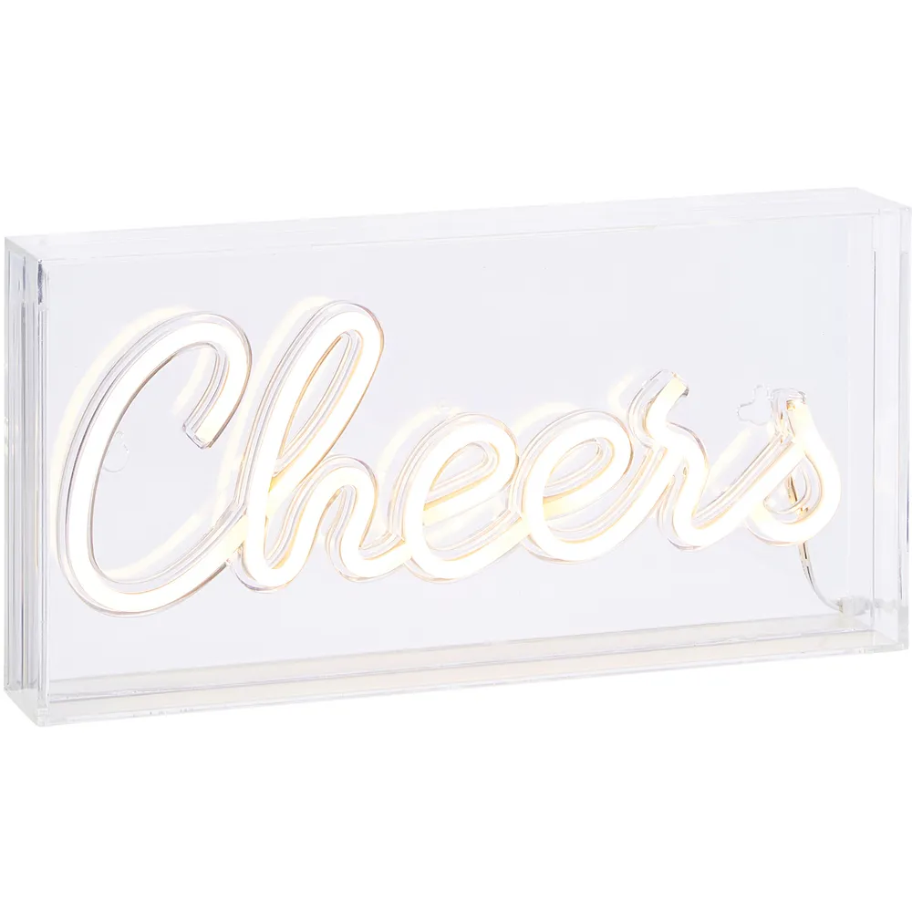 Cheers Neon Acrylic Light Box - White