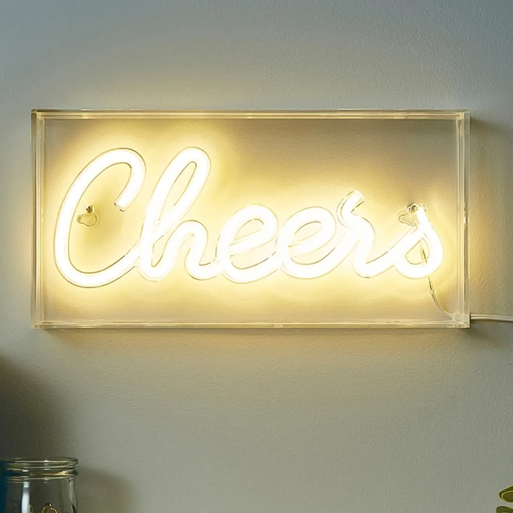 Cheers Neon Acrylic Light Box - White image
