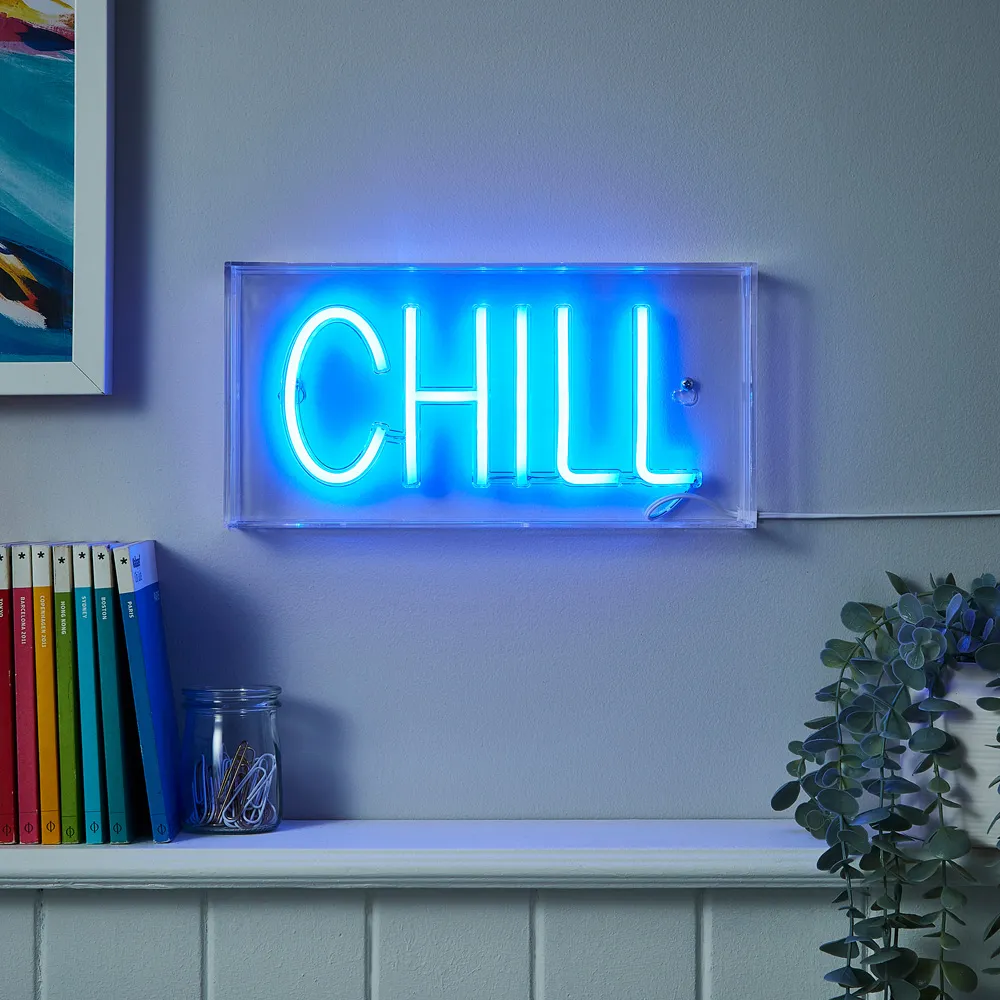 Chill Neon Blue Acrylic Light Box - Blue