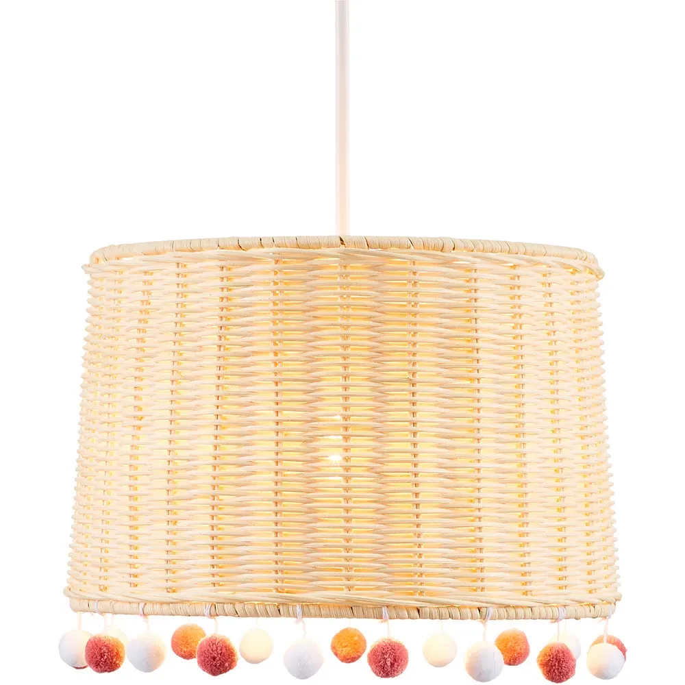 Easyfit Pompom Rattan Pendant Shade - Cream