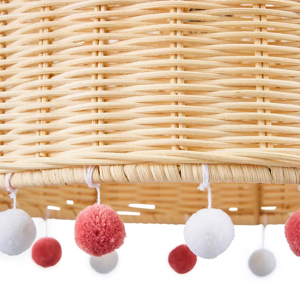Easyfit Pompom Rattan Pendant Shade - Cream