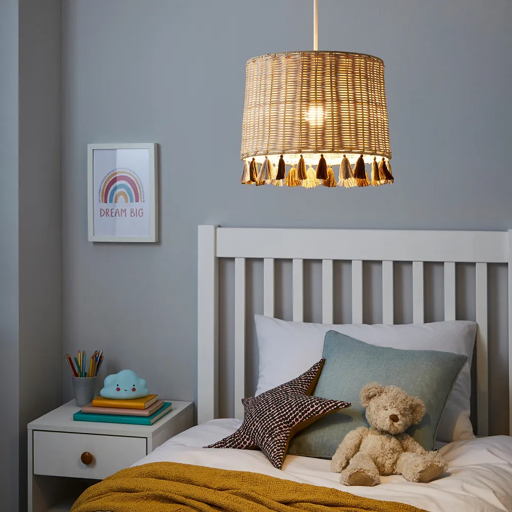 Easyfit Tassel Rattan Pendant Shade - Cream