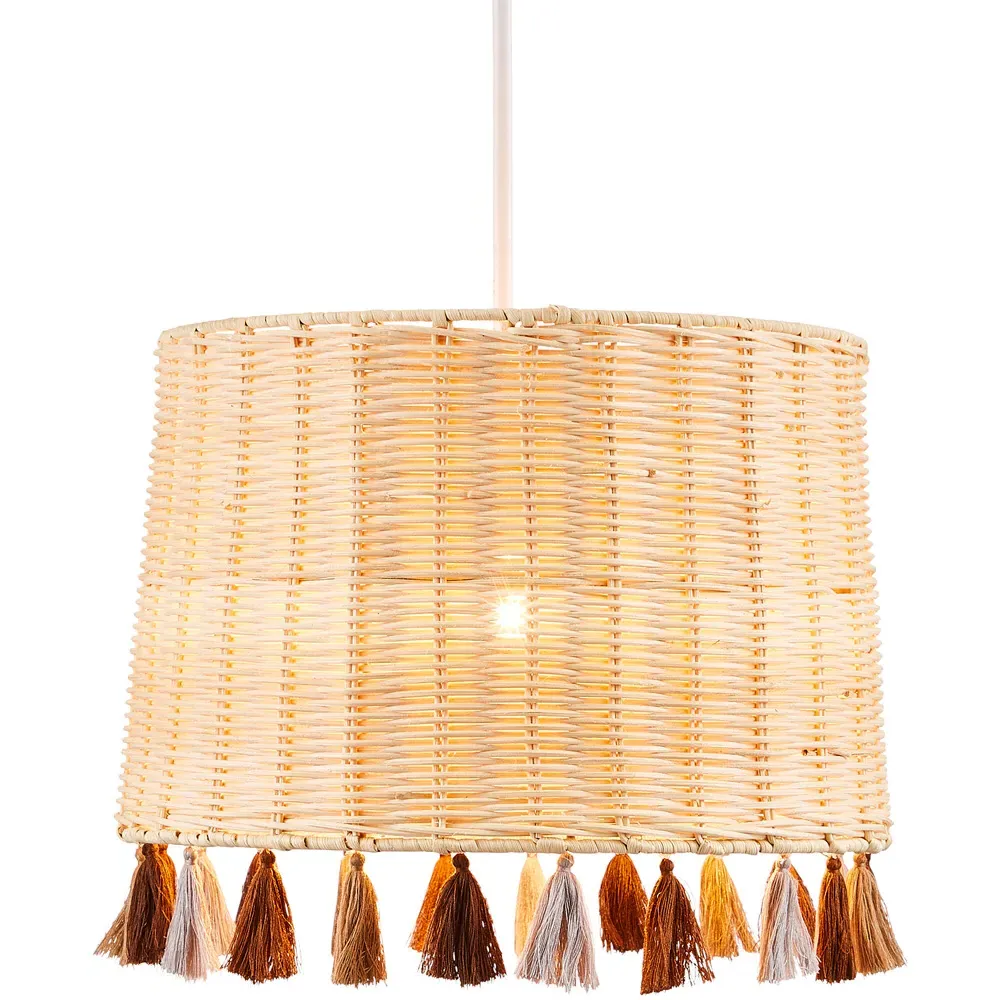 Easyfit Tassel Rattan Pendant Shade - Cream