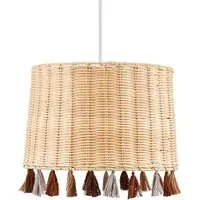 Easyfit Tassel Rattan Pendant Shade - Cream