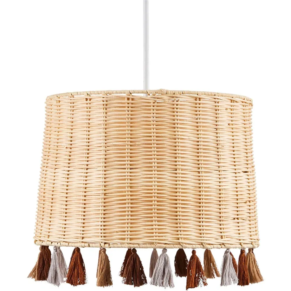 Easyfit Tassel Rattan Pendant Shade - Cream