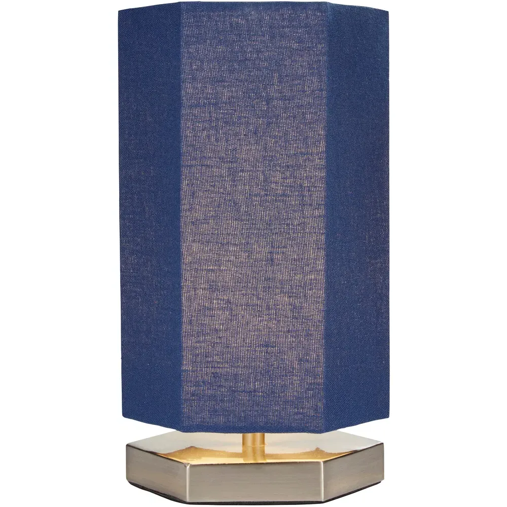 Hex Hexagon LED Table Lamp - Blue, Chrome