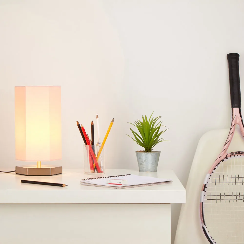 Hex Hexagon LED Table Lamp - Pink, Chrome