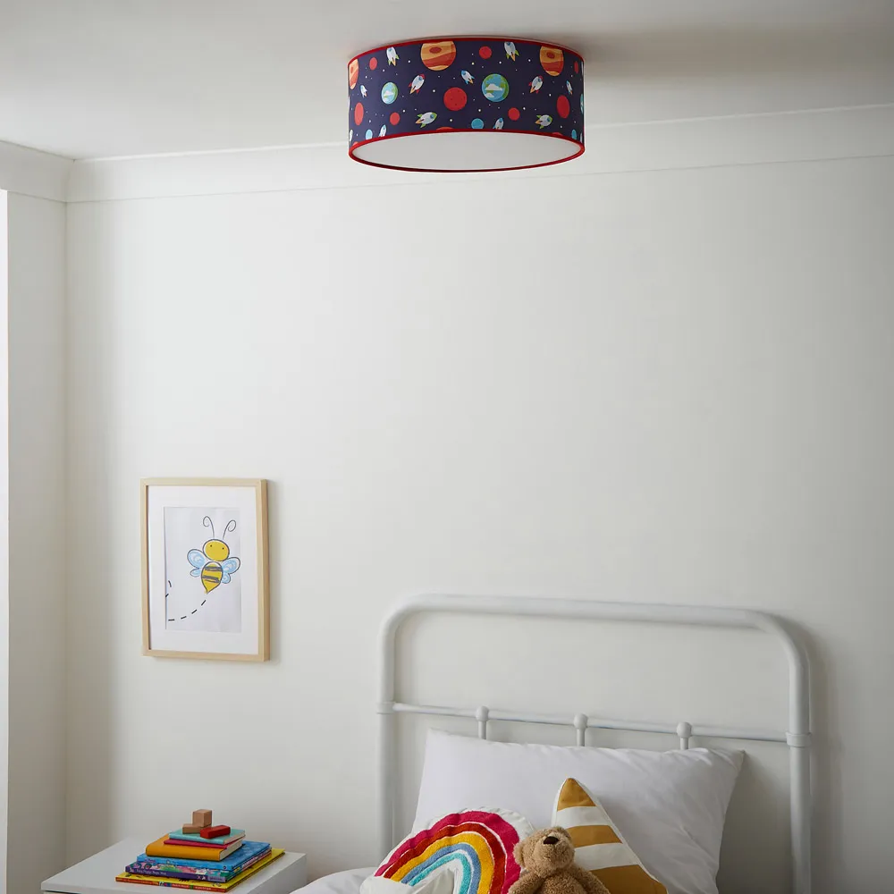 Round Space 3 Light Flush Ceiling Light - Blue