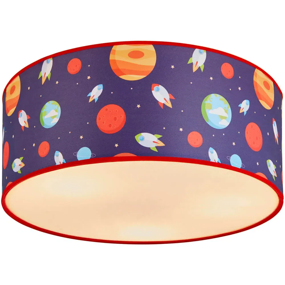 Round Space 3 Light Flush Ceiling Light - Blue