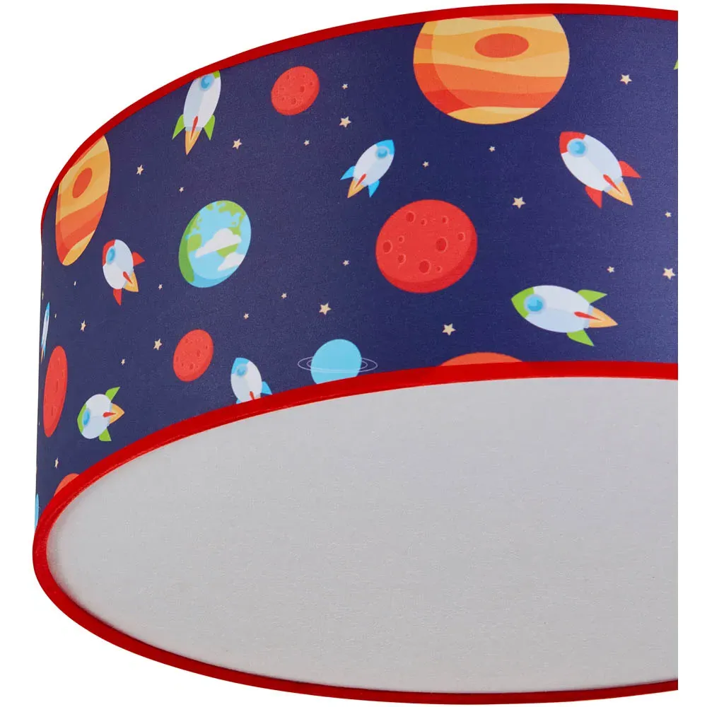 Round Space 3 Light Flush Ceiling Light - Blue