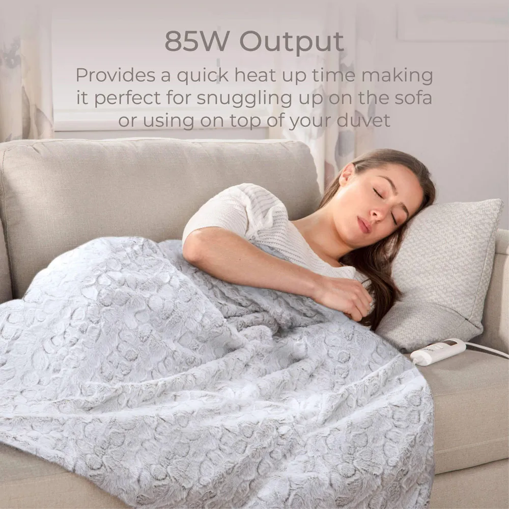 Carmen Electric Heated Throw Blanket - White, Fleece