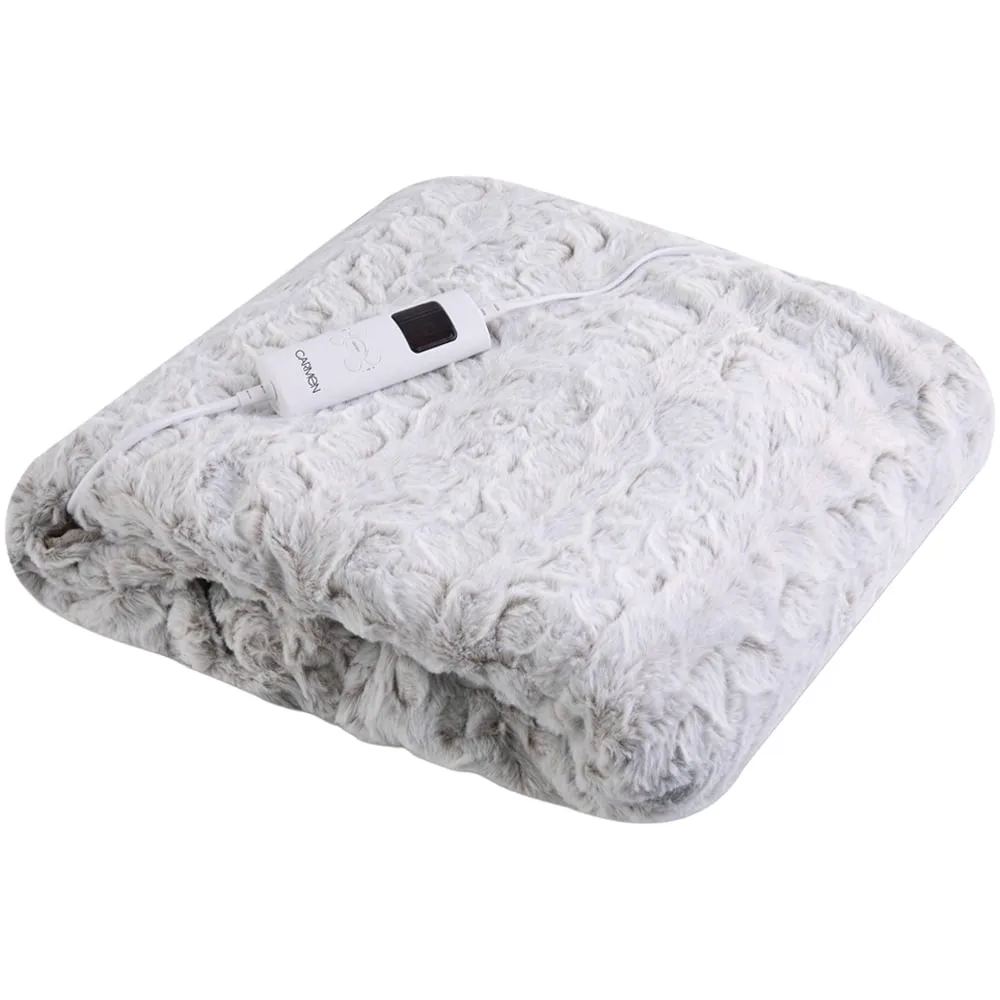 Carmen Electric Heated Throw Blanket - White, Fleece