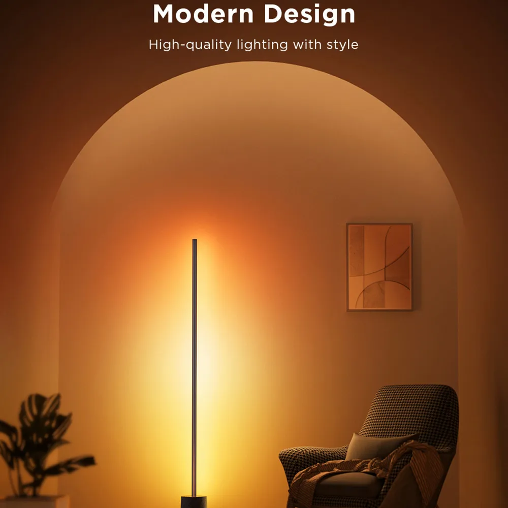 Pro RGBICWW LED Smart Floor Lamp with Speaker - Black