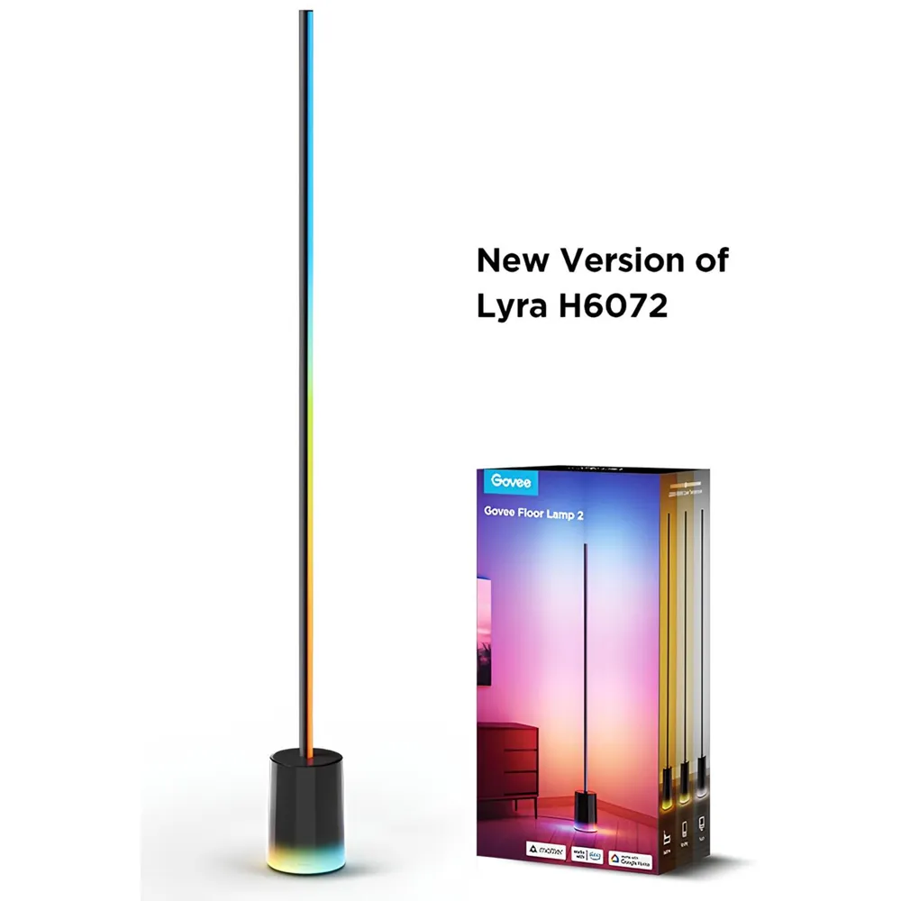 RGBICWW LED Smart Cylinder Floor Lamp - Black