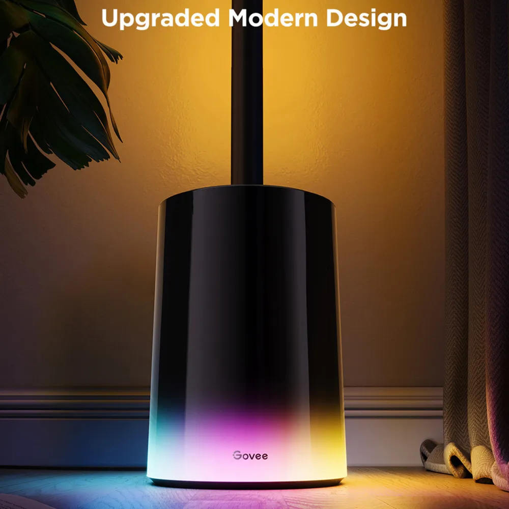 RGBICWW LED Smart Cylinder Floor Lamp - Black