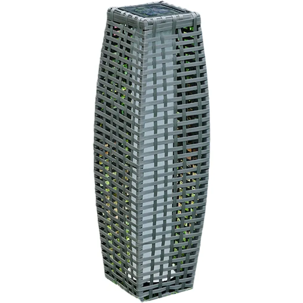 Solar Rattan Effect Tall LED Floor Lamp - Grey image