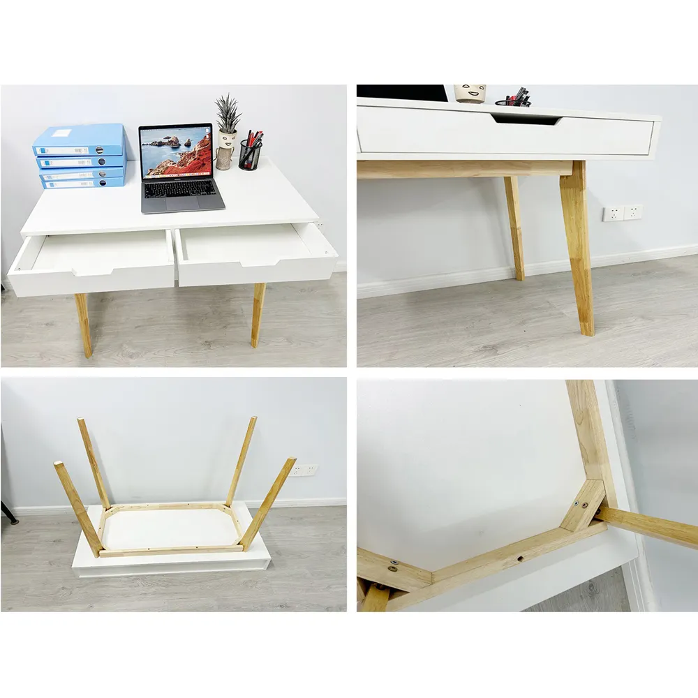 2 Drawer Wooden Computer Desk - White
