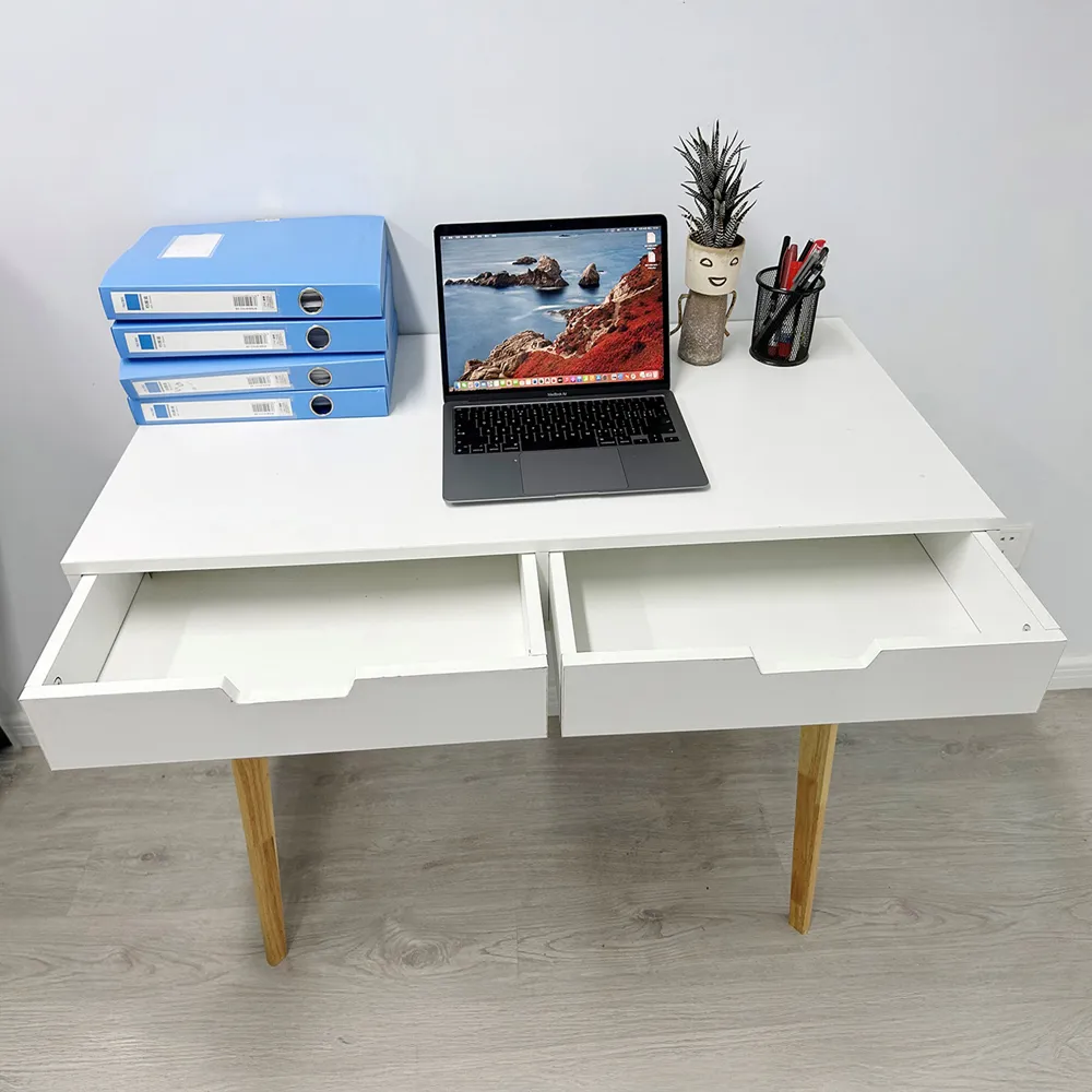 2 Drawer Wooden Computer Desk - White