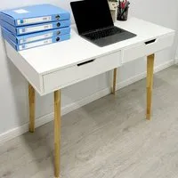 2 Drawer Wooden Computer Desk - White