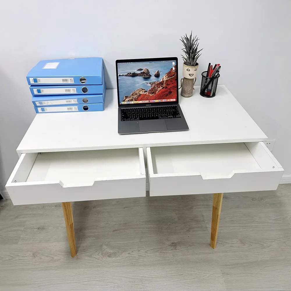 2 Drawer Wooden Desk - White
