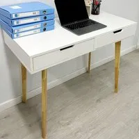 2 Drawer Wooden Desk - White