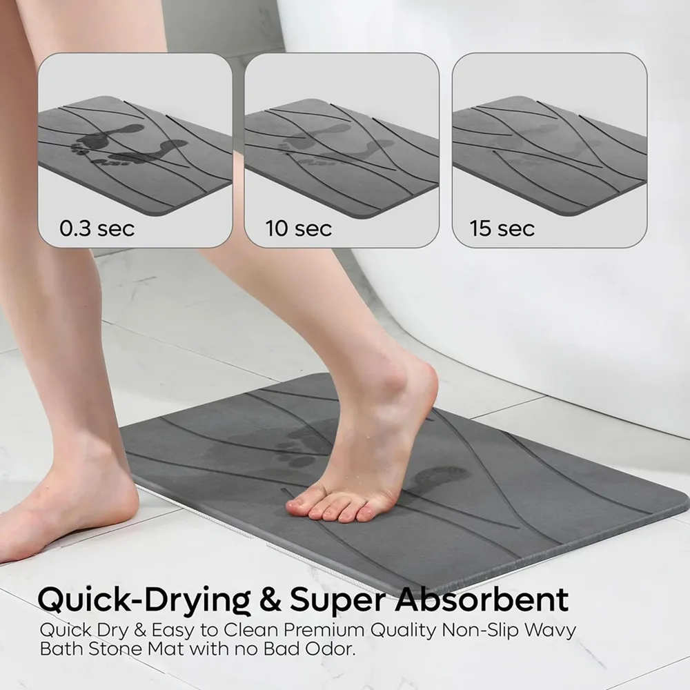 Diatomite Stone Non Slip Bath Mat - Grey