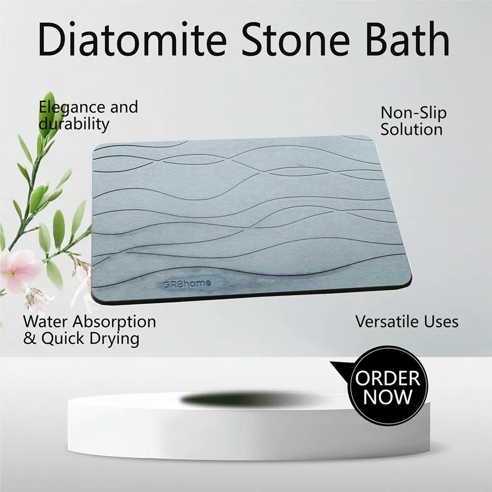 Diatomite Stone Non Slip Bath Mat - Grey