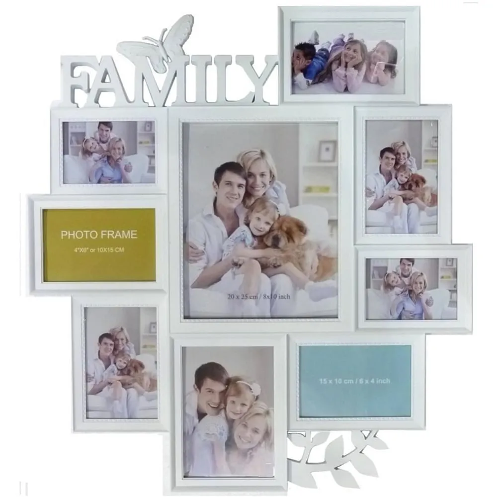 Embossed Wall Hanging Family Photo Frame - White image