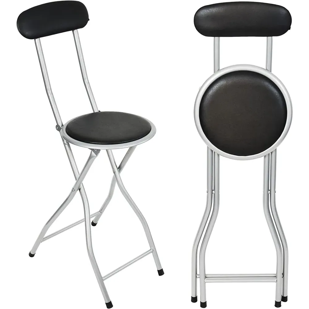 Folding High Back Chair - Black