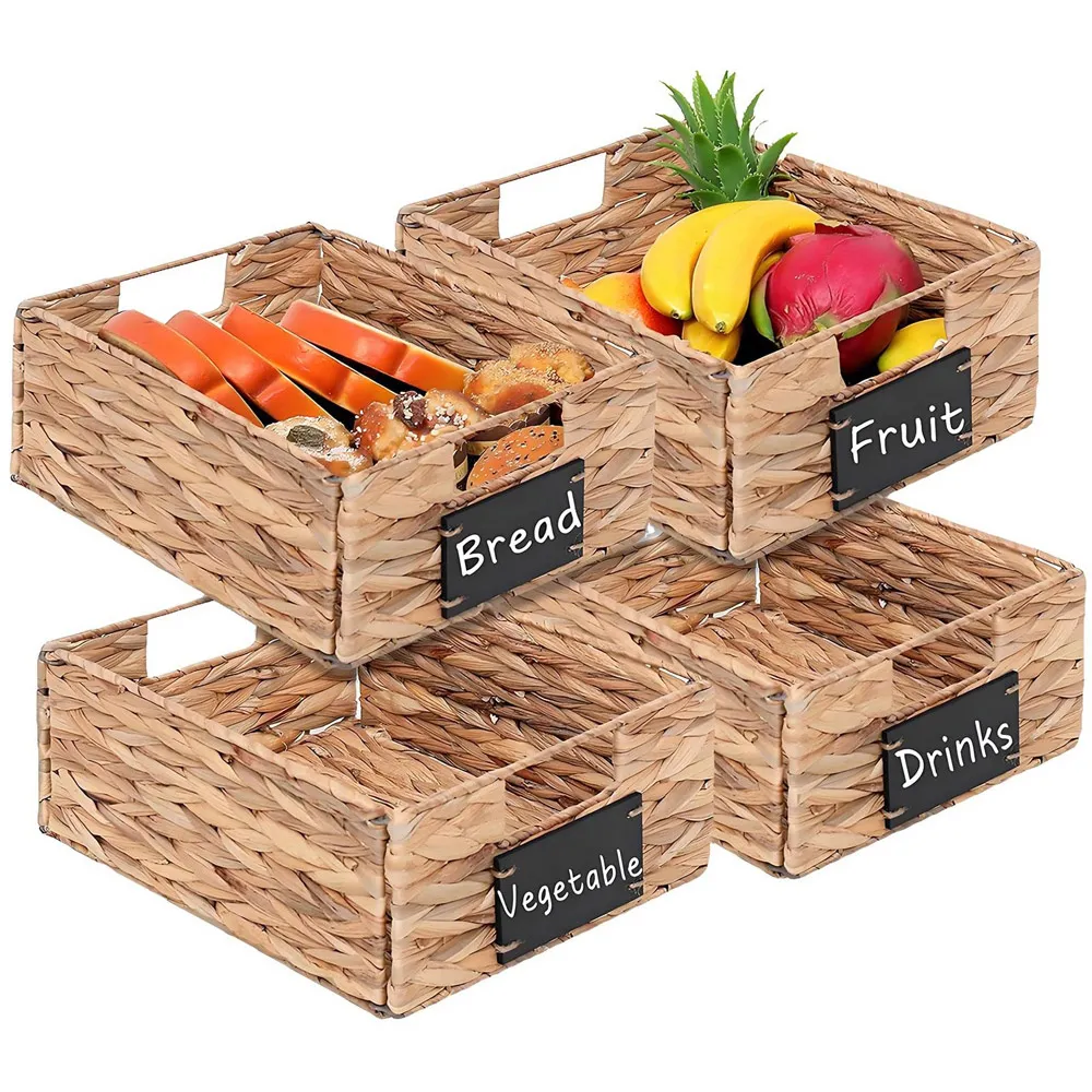 Rectangular Storage Baskets 4 Pack with Chalkboard - Cream