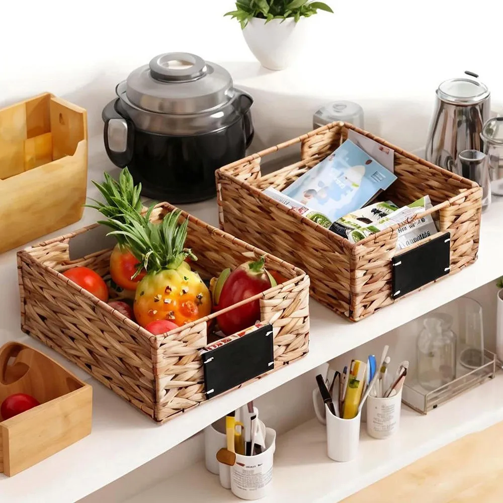 Rectangular Storage Baskets 4 Pack with Chalkboard - Cream