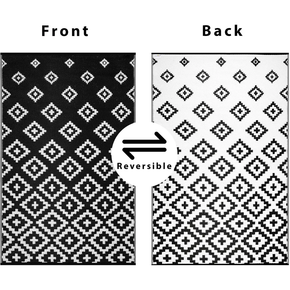 Bettina Outdoor Rug - Black, Recycled Plastic